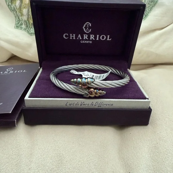 Charriol Twisted Silver and Rose Gold Bracelet - Picture 2 of 5